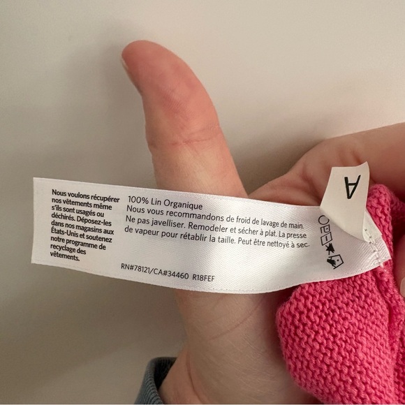 Eileen Fisher Organic Linen Pink and Red Sweater 3/4 Sleeves - Picture 6 of 6